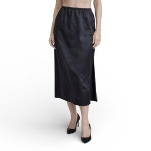 Vtg Wondermaid Black Lingerie Half Slip | Nylon Lace Trimmed Midi | MADE IN USA!